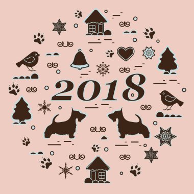 Farklı yeni yıl ve Noel sym sevimli vektör çizimi