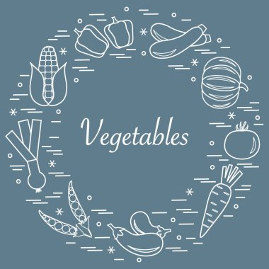 Sevimli vektör çizim farklı sonbahar mevsim sebzeleri
