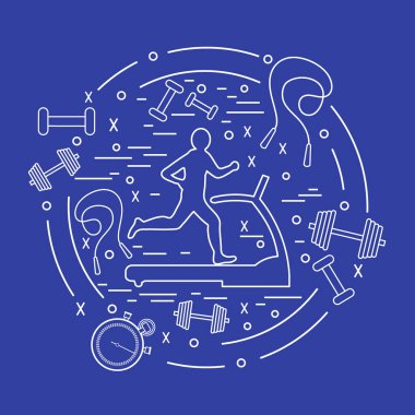 Bir koşu bandı üzerinde koşu adamın illüstrasyon vektör ve farklı