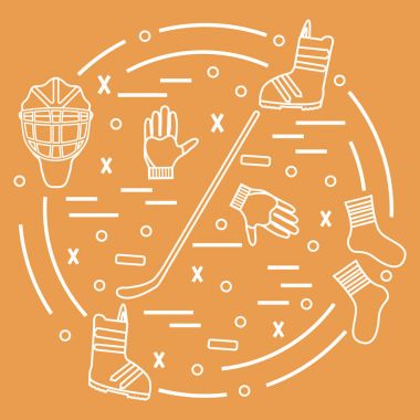 Hokey ve snowboard için çeşitli konularda vektör çizim