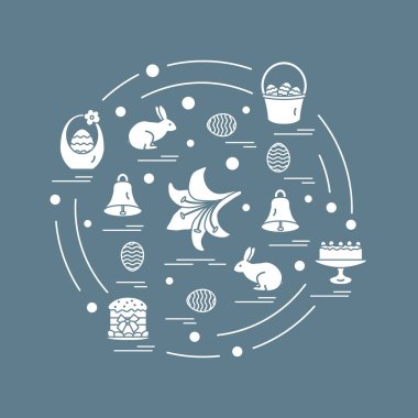 Sevimli vektör çizim Paskalya arran için farklı semboller ile