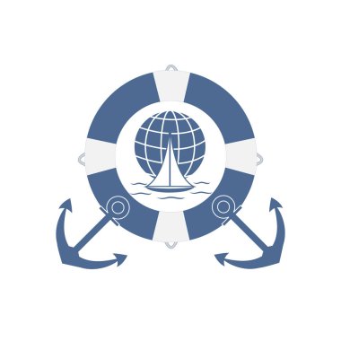 Dalgalar üzerinde bir gl yelken renkli bir yat stilize simgesi