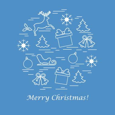 Farklı yeni yıl ve Noel simgeler vektör çizim 