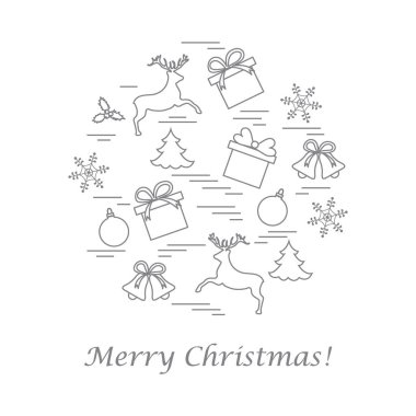 Farklı yeni yıl ve Noel simgeler vektör çizim 