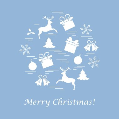 Farklı yeni yıl ve Noel simgeler vektör çizim.