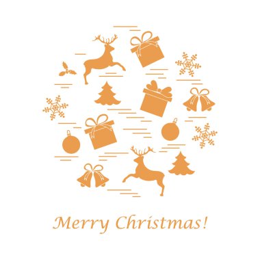 Farklı yeni yıl ve Noel simgeler vektör çizim.