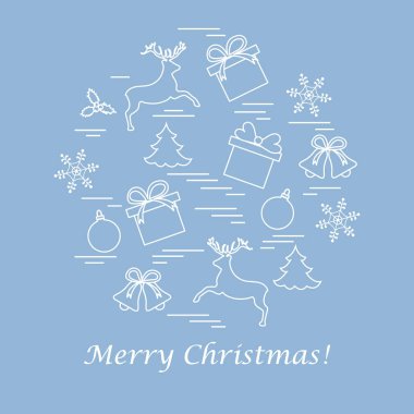 Farklı yeni yıl ve Noel simgeler vektör çizim 