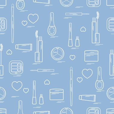 Dekoratif kozmetik ve ca çeşitli unsurların şirin desen