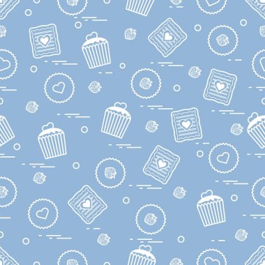 Şirin seamless modeli farklı romantik tatlılar. Aşk conce