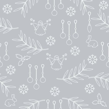 Kış Dikişsiz desen çeşitli yeni yıl ve Noel symb ile