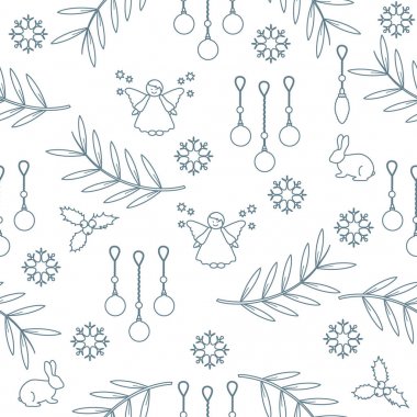 Kış Dikişsiz desen çeşitli yeni yıl ve Noel symb ile