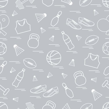 Spor konulu seamless modeli. Vektör çizim spor