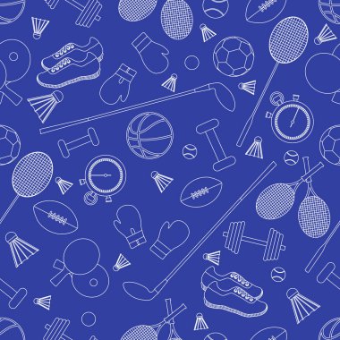 Spor konulu seamless modeli. Vektör çizim spor