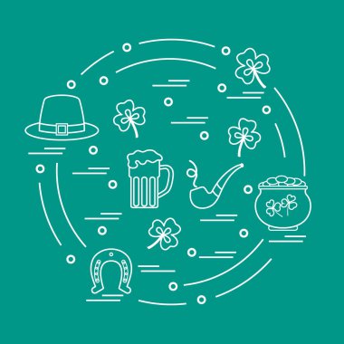 Cute vector illustration with different symbols for St. Patrick'