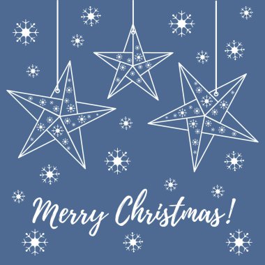 Vektör çizim kar taneleri ve üç yıldız origami ile kat