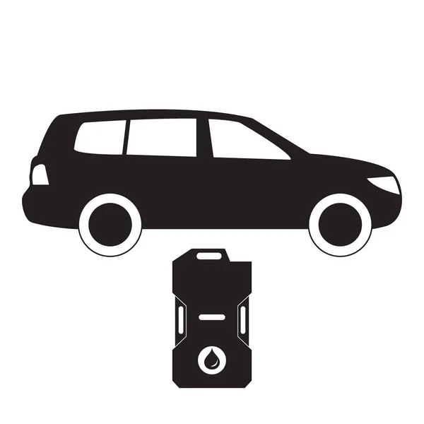 Icône stylisée de la voiture et bidon d'essence — Image vectorielle