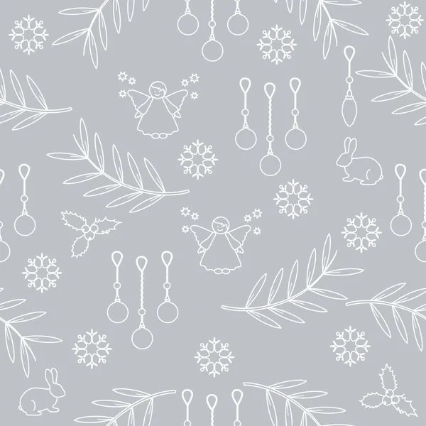 Winter seamless pattern with variety new year and christmas symb — Stock Vector