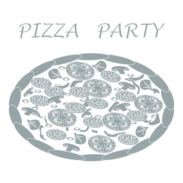 Bonita ilustración de sabrosa y apetitosa pizza con inscripciones . — Archivo Imágenes Vectoriales