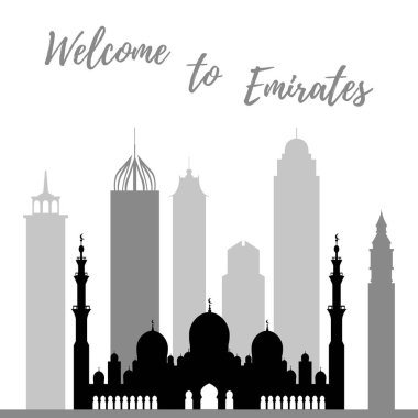 Birleşik Arap Emirlikleri gökdelenler silhouet vektör çizim