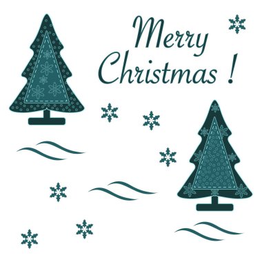 Dikişli Noel ağacı sevimli vektör çizim wi dekore edilmiştir.