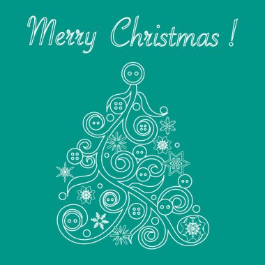 Orijinal Noel ağacı sevimli vektör çizim wi dekore edilmiştir.