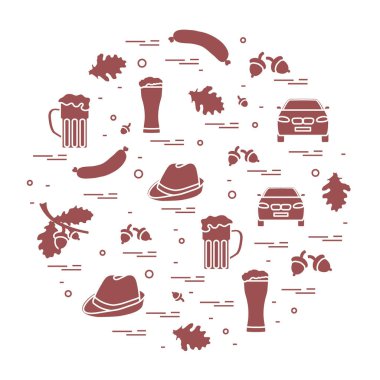 Vektör çizim düzenlenen Almanya'nın çeşitli sembollerle 