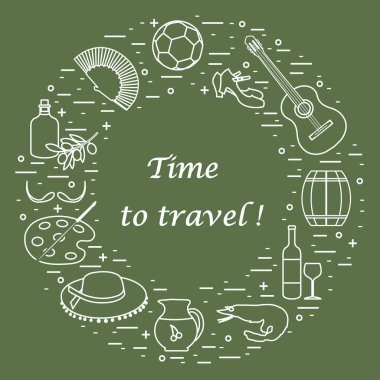 Vektör illüstrasyon düzenlenen İspanya çeşitli semboller ile bir 