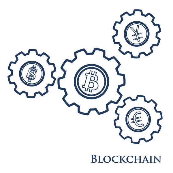Blockchain. Illustration des digitalen Web-Geldtransfers. — Stockvektor
