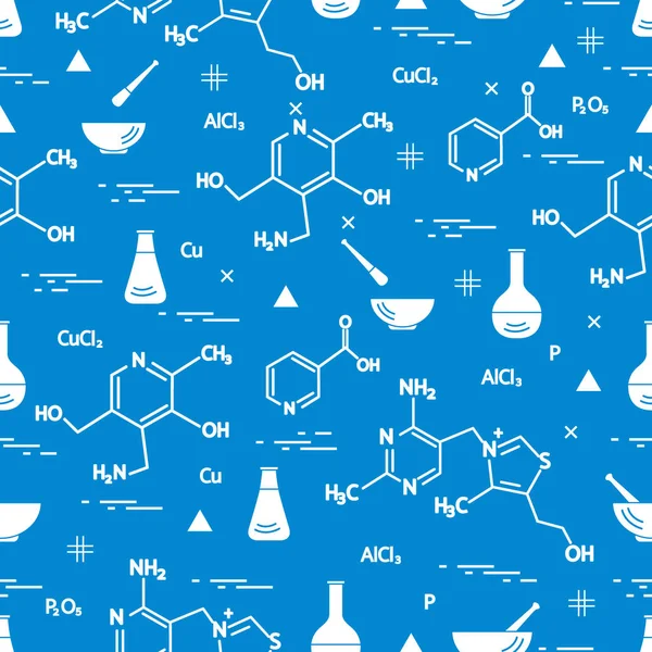 Patrón sin fisuras con variedad científica, elementos educativos: fl — Archivo Imágenes Vectoriales