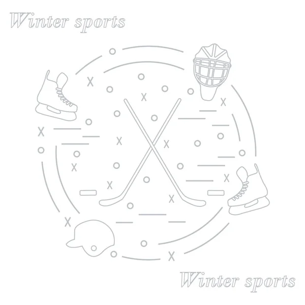 Wektor ilustracja różne tematy dla hokeja ułożone w — Wektor stockowy