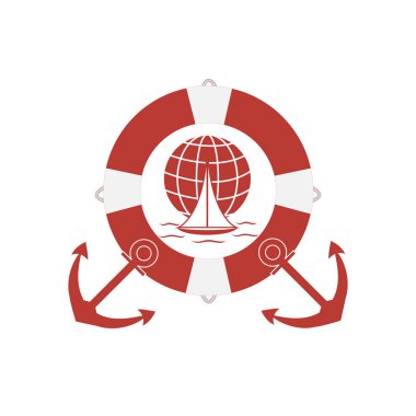 Dalgalar üzerinde bir gl yelken renkli bir yat stilize simgesi