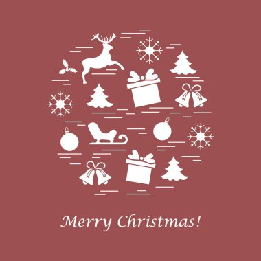 Farklı yeni yıl ve Noel simgeler vektör çizim.