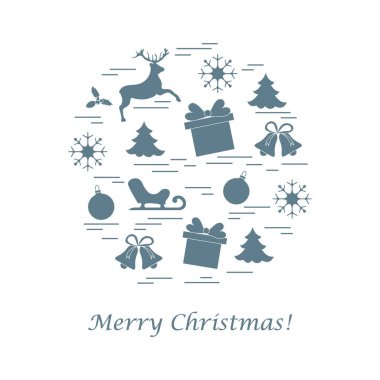 Farklı yeni yıl ve Noel simgeler vektör çizim.