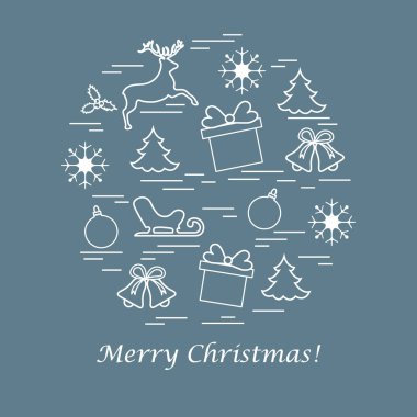 Farklı yeni yıl ve Noel simgeler vektör çizim 