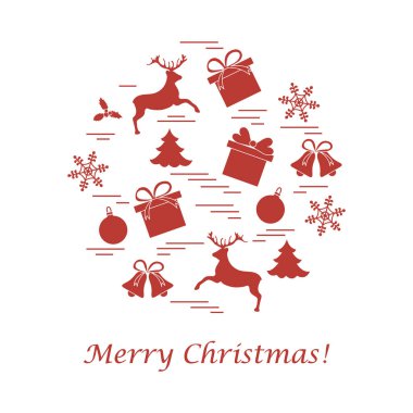 Farklı yeni yıl ve Noel simgeler vektör çizim.