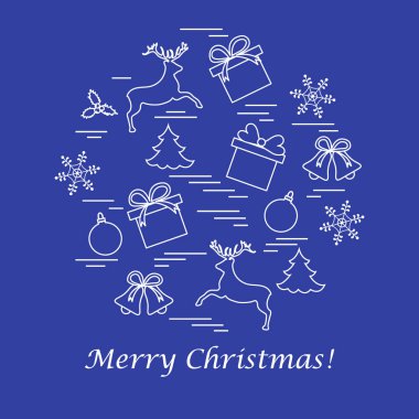 Farklı yeni yıl ve Noel simgeler vektör çizim 