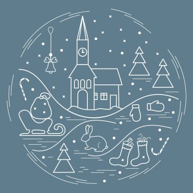 Farklı yeni yıl ve Noel simgeler vektör çizim 