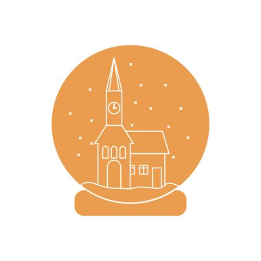 Belediye ile saat ve evin içinde vektör çizim