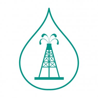 Siluet petrol teçhizat spurting çeşmeler ile stilize simgesi 