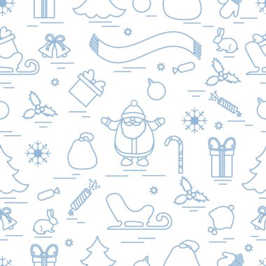 Kış çeşitli Noel elemanları ile seamless modeli: ağaç, 