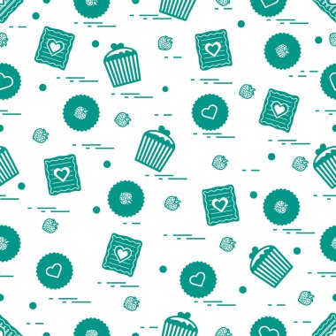 Şirin seamless modeli farklı romantik tatlılar. Aşk conce