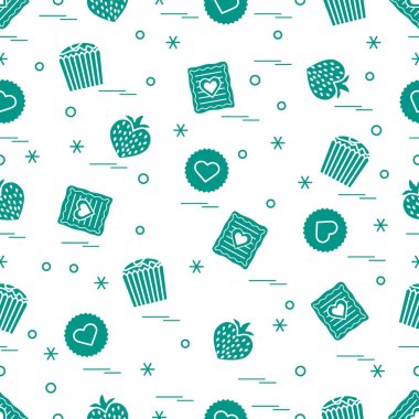 Şirin seamless modeli farklı romantik tatlılar. Aşk conce