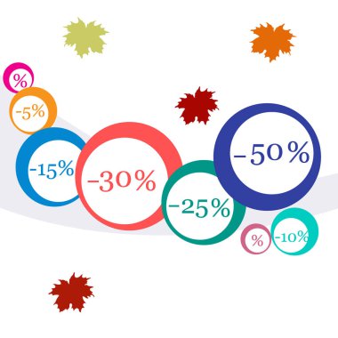 Pazarlar ve dükkanlar için çeşitli indirimler vektör çizim.