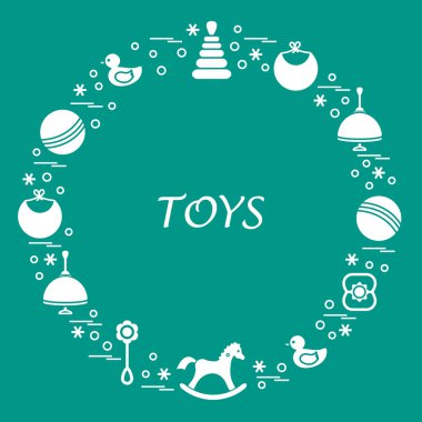 Vektör çizim çocuklar bir daire içinde düzenlenmiş elemanları: whirligi