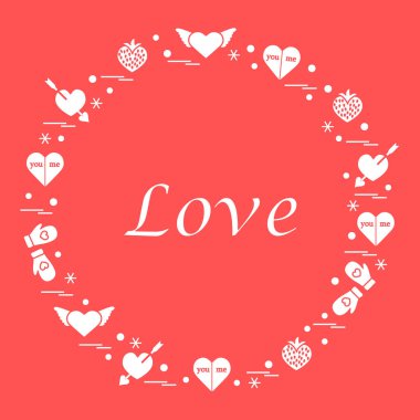 Sevimli vektör çizim ile farklı romantik sembolleri düzenlemek