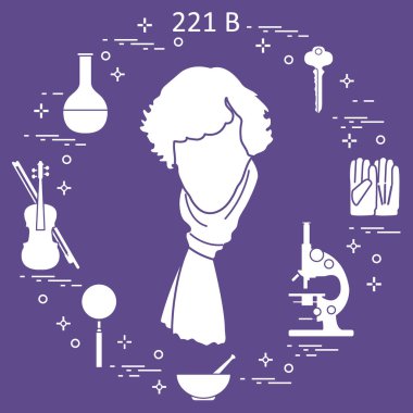 Özel Dedektif Sherlock Holmes ile çeşitli araçları ve ekipmanları