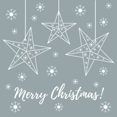 Vektör çizim kar taneleri ve üç yıldız origami ile kat