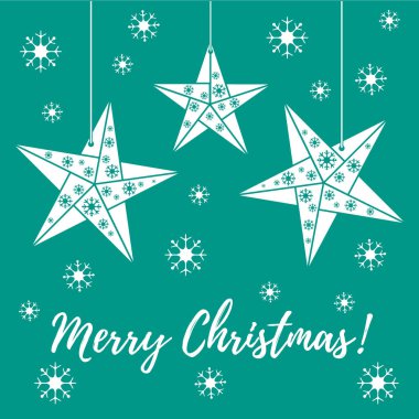 Vektör çizim kar taneleri ve üç yıldız origami ile kat