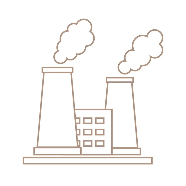 Стилизованная икона завода по переработке нефти с дымящимися трубами — стоковый вектор
