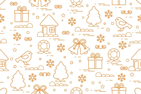 Patrón sin costuras de invierno con variedad Elementos navideños: christm — Vector de stock